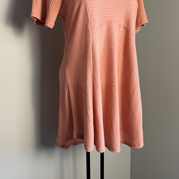 Promesa‎ Women's Short Sleeve Babydoll Mini Dress Semi-Sheer Salmon L Festival - Picture 3 of 11